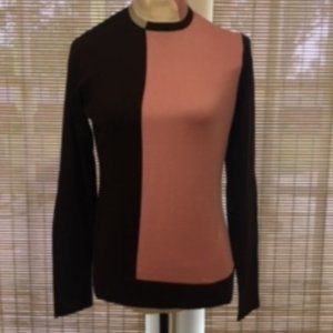 PER SE by Carlisle Brown and Pink Block Sweater